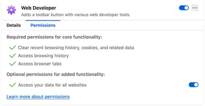 Web Developer for Firefox permissions